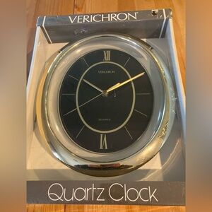 NEW Verichron Oval Gold and Black Wall Clock 700669 Vintage 1980s-1990’s